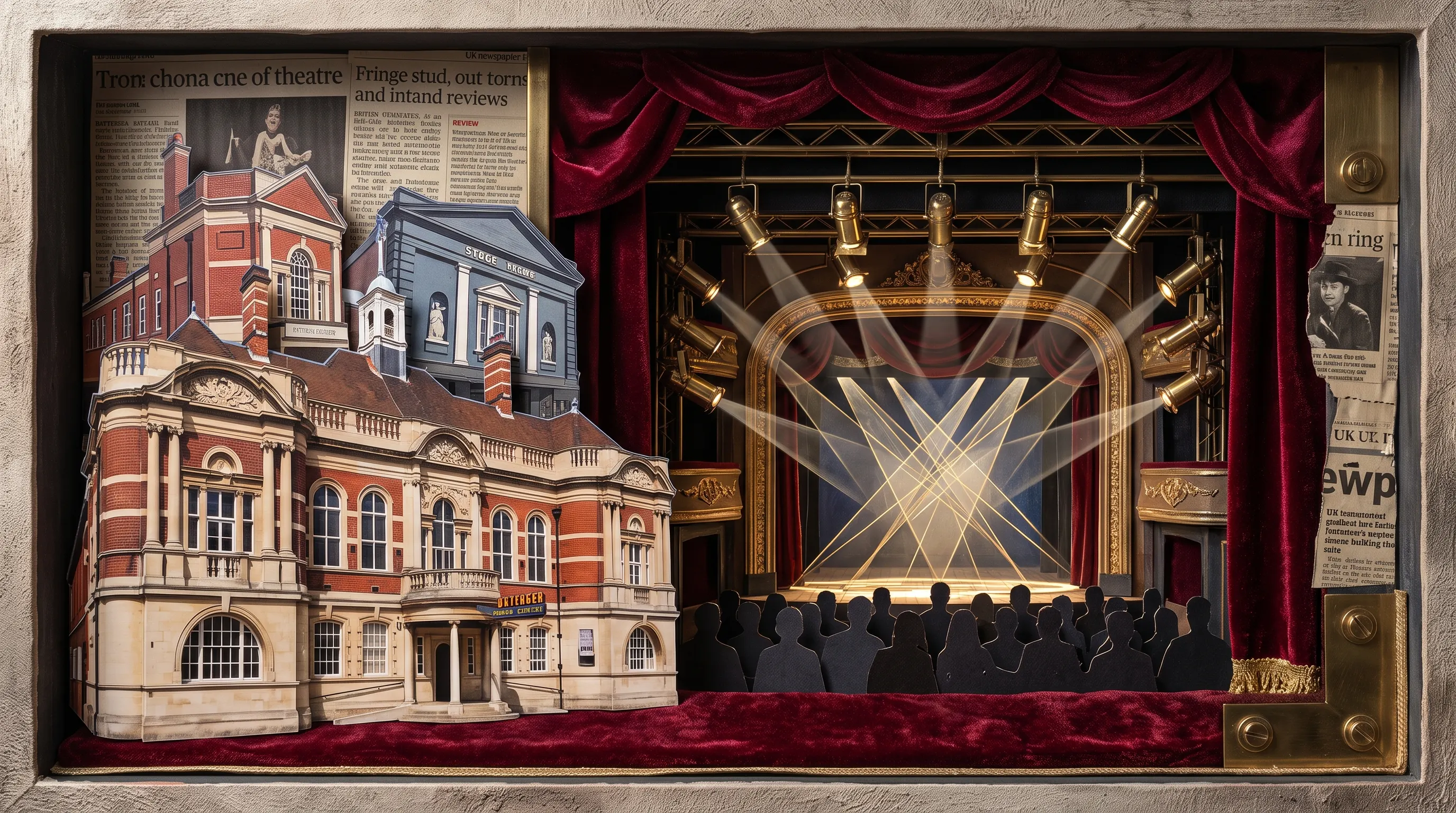 A fringe or community room rather than a large house An audience gathered in a small venue for an independent show